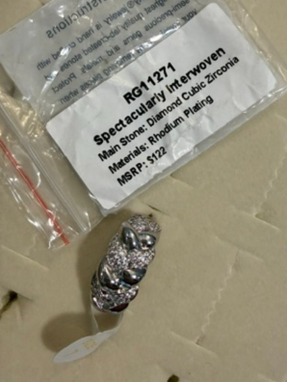 Bomb Party Ring "Spectacularly Interwoven" Rhodium CZ Size 7 RG11271